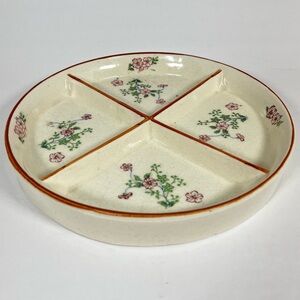 Vintage Oriental Majolica Japan Divided Serving Dish, Ceramic 8.25"